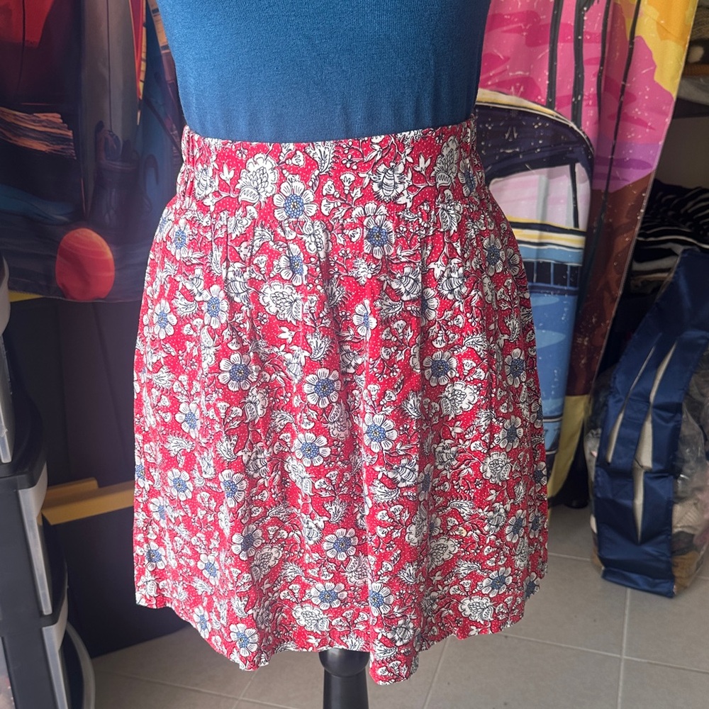 Floral Red Skirt
